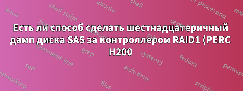 Есть ли способ сделать шестнадцатеричный дамп диска SAS за контроллером RAID1 (PERC H200)?