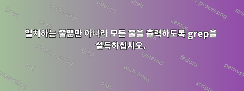 일치하는 줄뿐만 아니라 모든 줄을 출력하도록 grep을 설득하십시오.