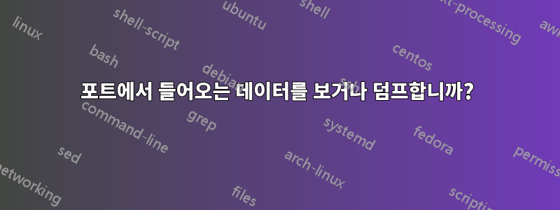 포트에서 들어오는 데이터를 보거나 덤프합니까?