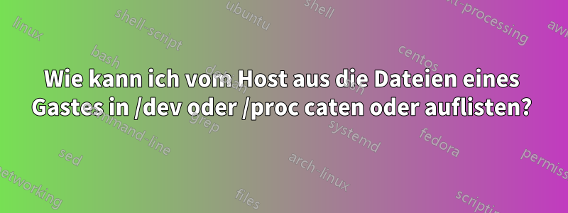 Wie kann ich vom Host aus die Dateien eines Gastes in /dev oder /proc caten oder auflisten?