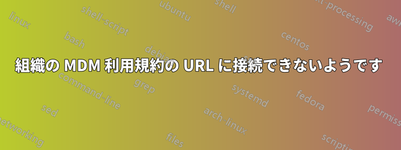 組織の MDM 利用規約の URL に接続できないようです
