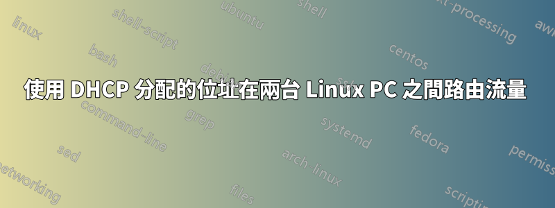 使用 DHCP 分配的位址在兩台 Linux PC 之間路由流量