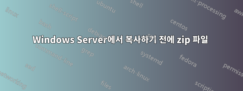 Windows Server에서 복사하기 전에 zip 파일