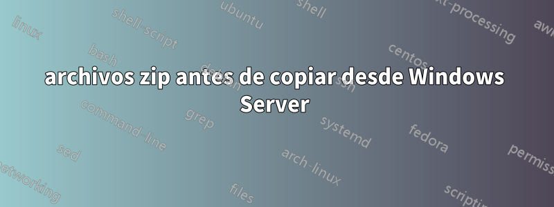 archivos zip antes de copiar desde Windows Server