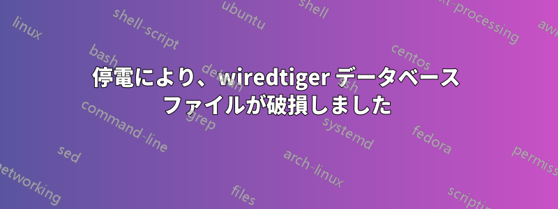 停電により、wiredtiger データベース ファイルが破損しました