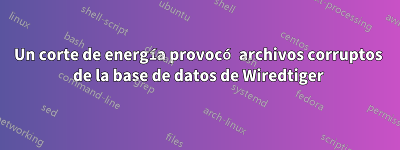 Un corte de energía provocó archivos corruptos de la base de datos de Wiredtiger