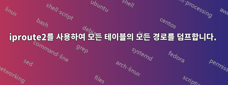 iproute2를 사용하여 모든 테이블의 모든 경로를 덤프합니다.