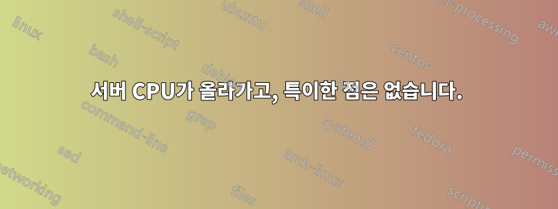서버 CPU가 올라가고, 특이한 점은 없습니다.