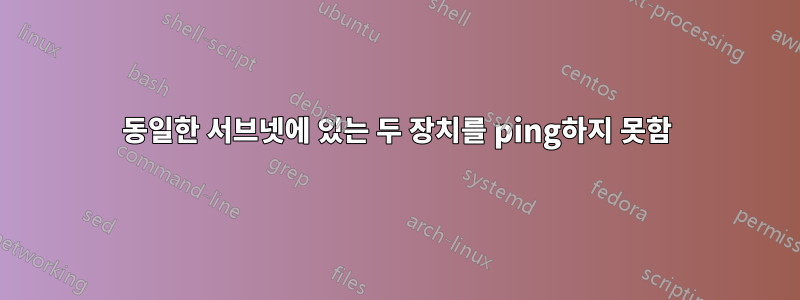 동일한 서브넷에 있는 두 장치를 ping하지 못함