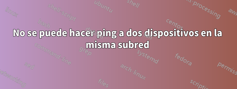 No se puede hacer ping a dos dispositivos en la misma subred