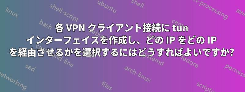 各 VPN クライアント接続に tun インターフェイスを作成し、どの IP をどの IP を経由させるかを選択するにはどうすればよいですか?