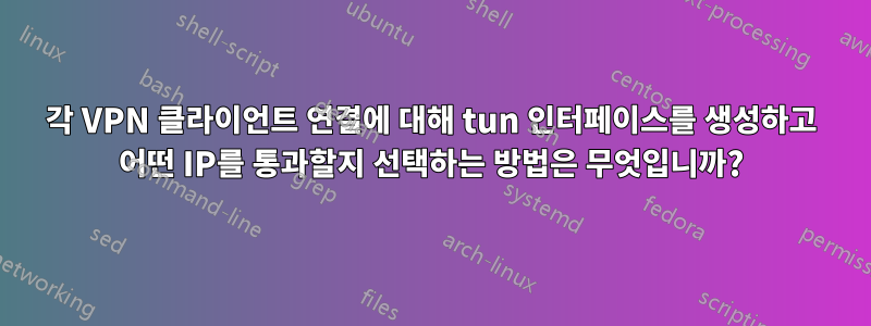 각 VPN 클라이언트 연결에 대해 tun 인터페이스를 생성하고 어떤 IP를 통과할지 선택하는 방법은 무엇입니까?