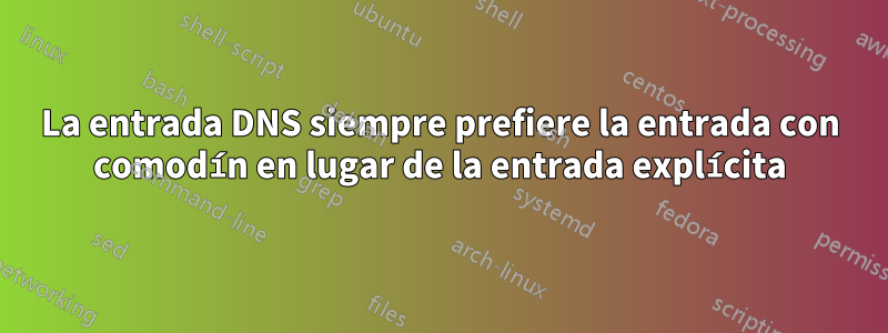 La entrada DNS siempre prefiere la entrada con comodín en lugar de la entrada explícita