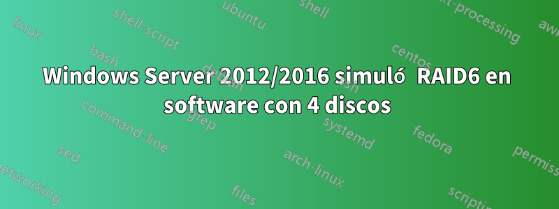 Windows Server 2012/2016 simuló RAID6 en software con 4 discos