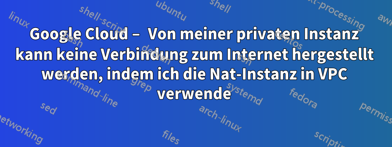 Google Cloud – Von meiner privaten Instanz kann keine Verbindung zum Internet hergestellt werden, indem ich die Nat-Instanz in VPC verwende