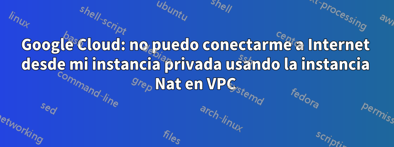 Google Cloud: no puedo conectarme a Internet desde mi instancia privada usando la instancia Nat en VPC