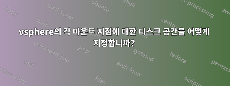 vsphere의 각 마운트 지점에 대한 디스크 공간을 어떻게 지정합니까?