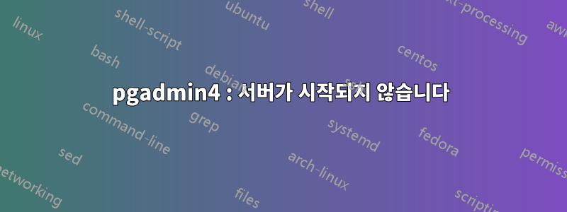 pgadmin4 : 서버가 시작되지 않습니다