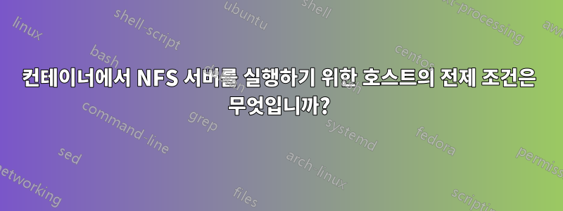 컨테이너에서 NFS 서버를 실행하기 위한 호스트의 전제 조건은 무엇입니까?