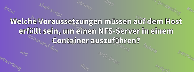 Welche Voraussetzungen müssen auf dem Host erfüllt sein, um einen NFS-Server in einem Container auszuführen?