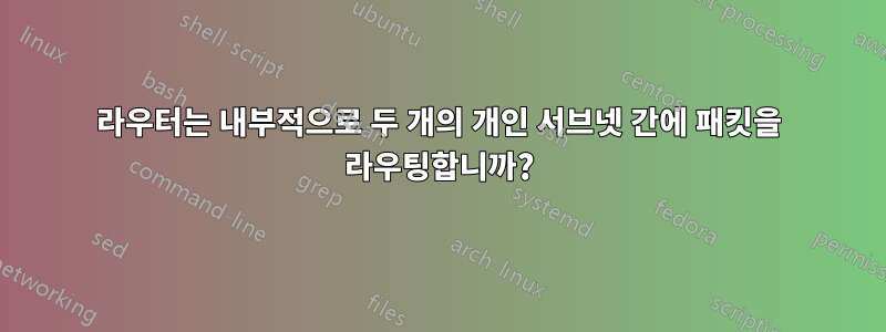 라우터는 내부적으로 두 개의 개인 서브넷 간에 패킷을 라우팅합니까?