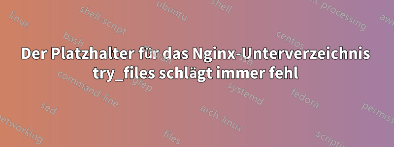 Der Platzhalter für das Nginx-Unterverzeichnis try_files schlägt immer fehl