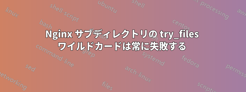 Nginx サブディレクトリの try_files ワイルドカードは常に失敗する