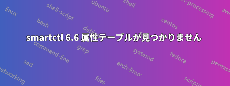 smartctl 6.6 属性テーブルが見つかりません