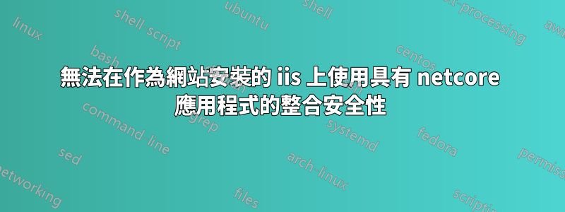 無法在作為網站安裝的 iis 上使用具有 netcore 應用程式的整合安全性