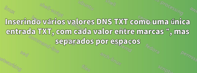 Inserindo vários valores DNS TXT como uma única entrada TXT, com cada valor entre marcas ", mas separados por espaços