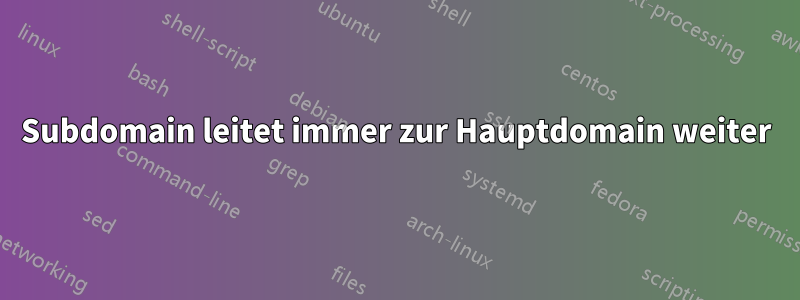 Subdomain leitet immer zur Hauptdomain weiter