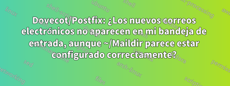 Dovecot/Postfix: ¿Los nuevos correos electrónicos no aparecen en mi bandeja de entrada, aunque ~/Maildir parece estar configurado correctamente?