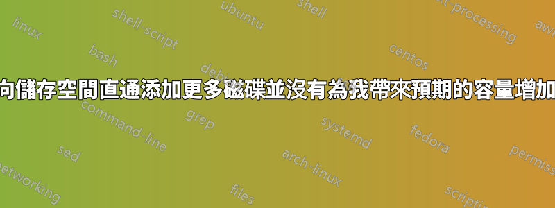 向儲存空間直通添加更多磁碟並沒有為我帶來預期的容量增加