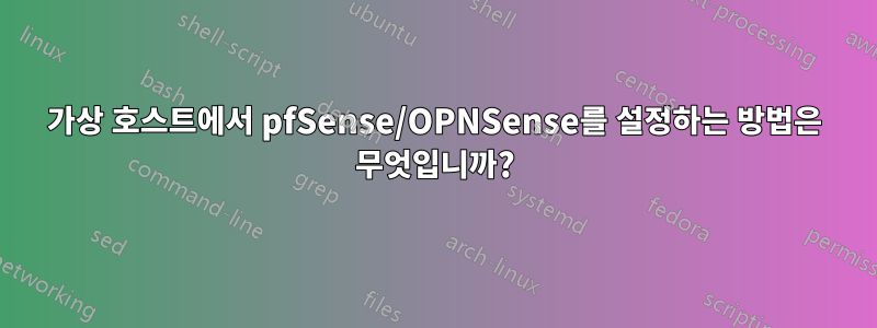 가상 호스트에서 pfSense/OPNSense를 설정하는 방법은 무엇입니까?