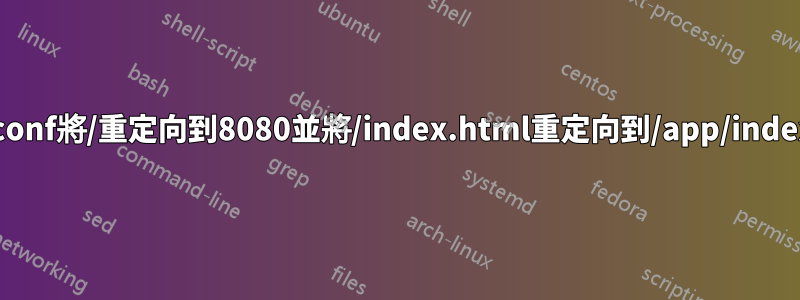 httpd.conf將/重定向到8080並將/index.html重定向到/app/index.html