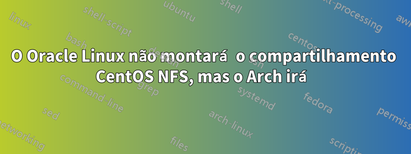 O Oracle Linux não montará o compartilhamento CentOS NFS, mas o Arch irá