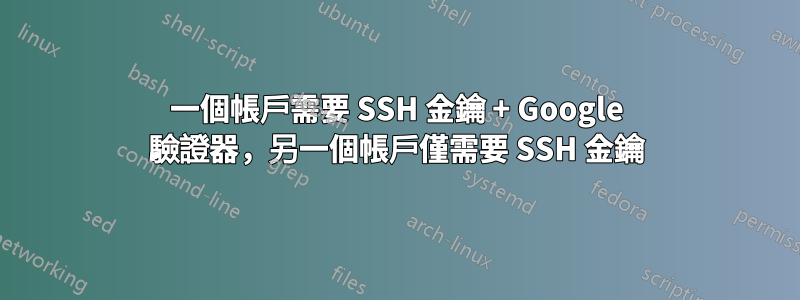 一個帳戶需要 SSH 金鑰 + Google 驗證器，另一個帳戶僅需要 SSH 金鑰