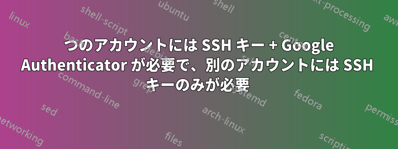 1 つのアカウントには SSH キー + Google Authenticator が必要で、別のアカウントには SSH キーのみが必要