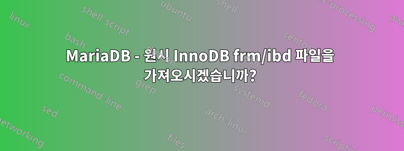 MariaDB - 원시 InnoDB frm/ibd 파일을 가져오시겠습니까?