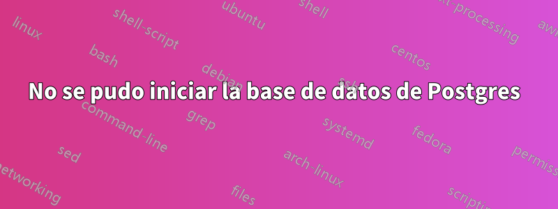 No se pudo iniciar la base de datos de Postgres 