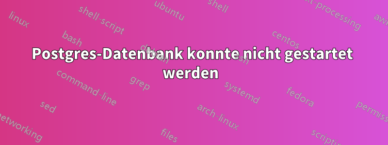 Postgres-Datenbank konnte nicht gestartet werden 