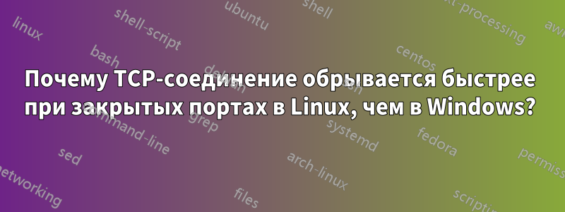 Почему TCP-соединение обрывается быстрее при закрытых портах в Linux, чем в Windows?