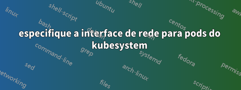 especifique a interface de rede para pods do kubesystem