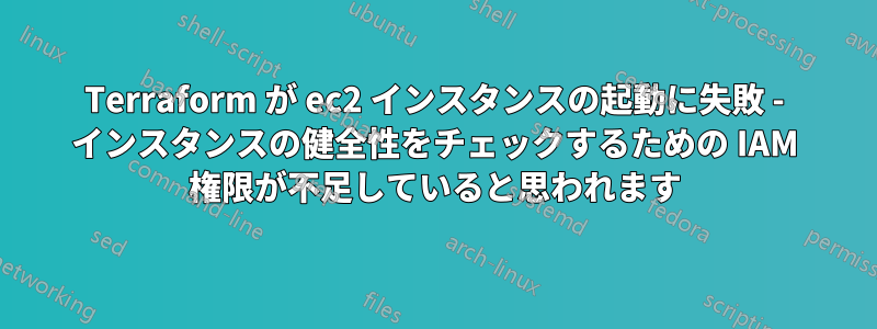 Terraform が ec2 インスタンスの起動に失敗 - インスタンスの健全性をチェックするための IAM 権限が不足していると思われます