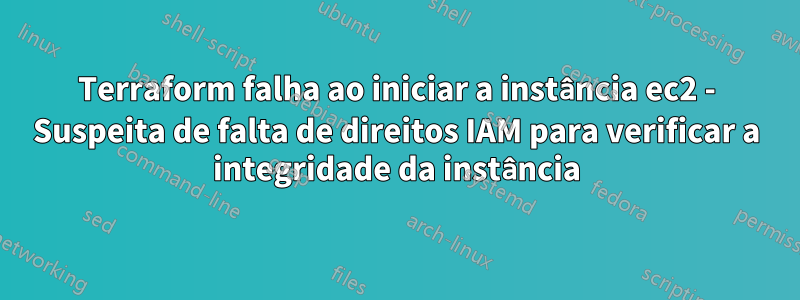 Terraform falha ao iniciar a instância ec2 - Suspeita de falta de direitos IAM para verificar a integridade da instância