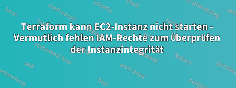 Terraform kann EC2-Instanz nicht starten - Vermutlich fehlen IAM-Rechte zum Überprüfen der Instanzintegrität