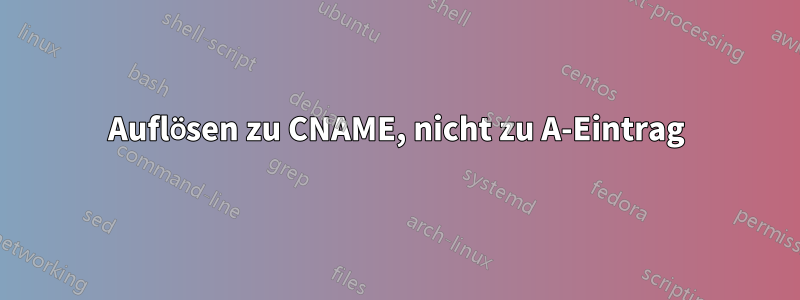 Auflösen zu CNAME, nicht zu A-Eintrag