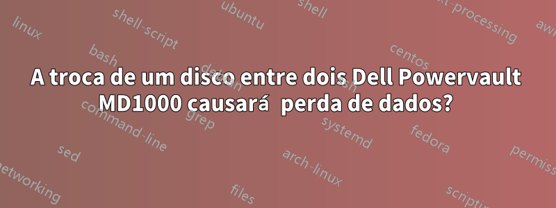 A troca de um disco entre dois Dell Powervault MD1000 causará perda de dados?