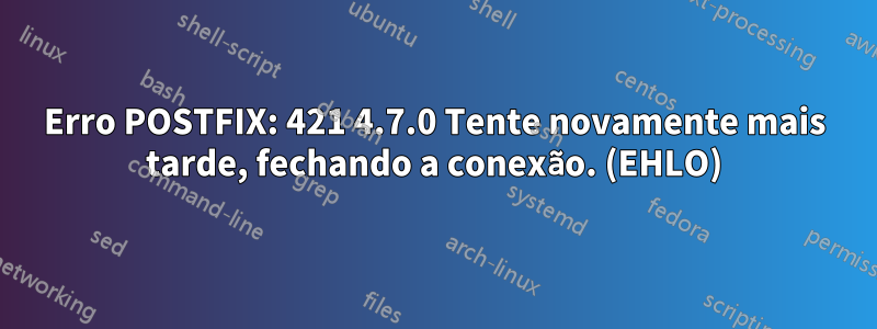 Erro POSTFIX: 421 4.7.0 Tente novamente mais tarde, fechando a conexão. (EHLO)