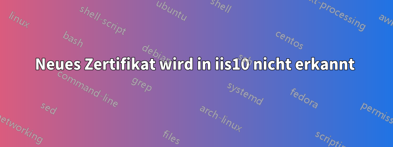 Neues Zertifikat wird in iis10 nicht erkannt